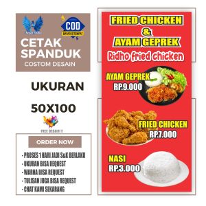 Cetak Spanduk Banner RIDHO FRIED CHICKEN Costom Desain