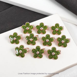 Livas Baby Brooch Glitter Green 1Pc/10Pcs Love/Ribbon/Flower Design Pin Tudung Shinning Shawl Bawal Hijab Fashion