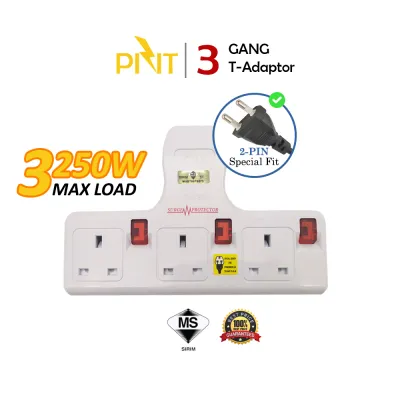 3 Way PNT Multi Adapter/Socket With Led Indicator/Surge Protector/Sirim