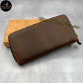 Lee Jeep Camel Long Zip Leather Wallet Genuine Cow Leather Purse Dompet Kulit Panjang. 