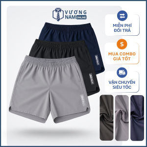 Quần đùi thể thao nam tập GYM chạy bộ vải dù gió túi sau để ĐT xẻ chữ V LOGO phản quang VNO172