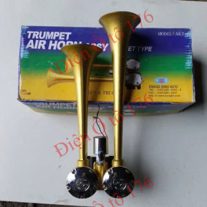 Bộ còi hơi ô tô Hàn Quốc K2 điện 12v và 24v. Bộ kèn hơi đồng vàng hàng nhập khẩu chính hãng loại 1