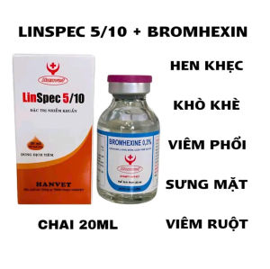 Cặp Linspec 5/10 và Bromhexin - Khò khè hen khẹc sổ mũi cho gà (chai 20ml)