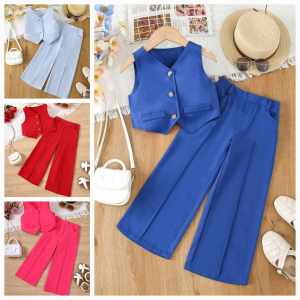 kate Best Seller Casual Sleeveless Vest and Pants for Girl Teen-ager Tween Set Terno - best seller - good quality - super kapal ng tela - trending - 100 percent cotton - mall quality - Top pick - madaling maubos - trending - made of imported fabric