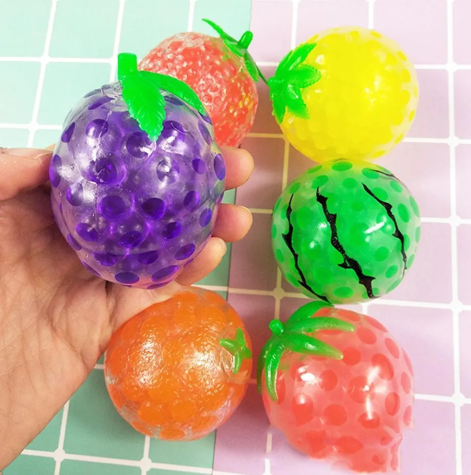Rainbow Fruit Fidget Mesh Ball Anti Stress Relief Sensory Bead Squishy  Grape Toys Laruan