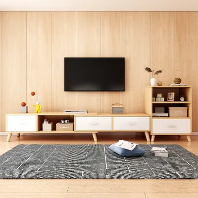IKEA TV cabinet simple modern living room home bedroom small apartment Nordic tea table combination solid wood leg TV