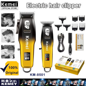 Kemei KM-8501 chuyên nghiệp Vàng Tóc Bộ kìm cắt thông minh màn hình hiển thị kỹ thuật số dao cạo có thể sạc lại cho mái tóc ban đầu Kit Tông đơ cắt tóc điện