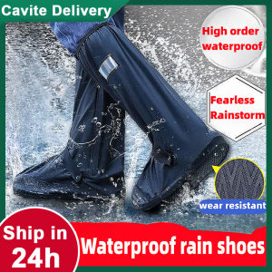 Waterproof Rain Boot Shoe Cover with Zipper Thicker Slip-resistant Long Shoe Cover Waterproof Men Women Reusable Rain Boots Covers can Adjusting Tightness