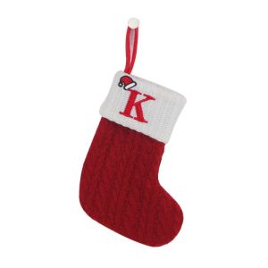 FOUNDTWO Woven Letters Christmas Knitting Stocking Woolen Embroidered Alphabet Christmas Tree Pendant Classic Red Christmas Socks 2024 New Year