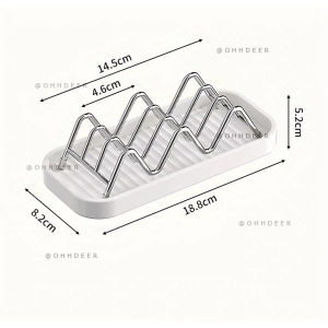 OHHDEER  Rak Sabun Keluli Tahan Karat Dua Sisi Stainless Steel Wavy Soap Drainer Rack Soap Holder