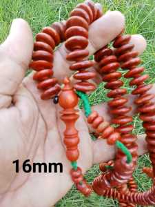 TERBAIK - Tasbih kayu galih secang 99 butir model donat pipih 16 mm | tasbih kayu pipih jumbo terbaik