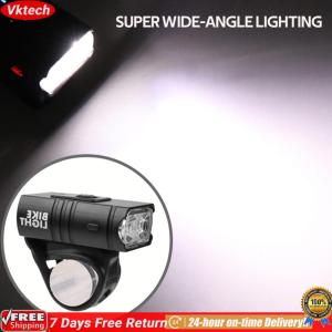 【Ready】【Vktech】 10W Practical Bicycle Light 6 Modes 800LM MTB Bike Front Lamp 6 Modes Power Display for Night Cycling Lighting Living Lighting