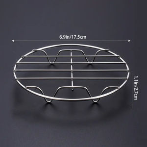 JustLiving 1Pc Stainless Steel Steaming and Cooling Rack for Kitchen Cooking Baking Steaming Roasting Rack Four-Legged Round Rack for Ribs/ Bacon/ Sheet Pans/ Cookies and Cakes - Durable and Easy To Clean
