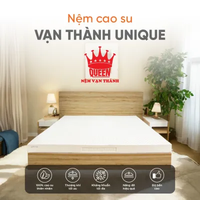 [Trả góp 0%] Nệm 100% Cao Su Thiên Nhiên Vạn Thành UNIQUE - Bảo hành 15 năm- Đàn hồi êm ái.