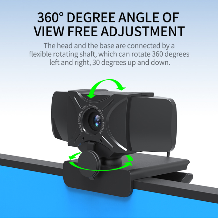 1080P Full HD Webcam with Webcam Cover Built-in Microphone Webcam
