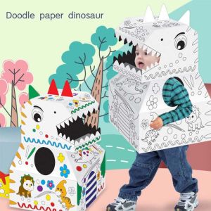 EAURA Car Modele Cardboard Playhouse Handmate Dinosaur DIY Large Cardboard Coloring Interactive Toys 3D Car Crafts Play House Project Kids Gifts