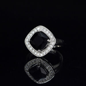 SEQUITO Delicate Silver Plating Hollow Finger Ring Big Square Multicolor ZC Zirconia Stones Inlaid Simple Style Women Daily Gathering Jewelry for Korean Fashion SR132