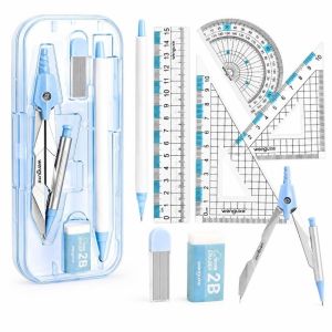 CHUAN 8Pcs Bộ thước đo góc và thước tam giác Bộ compa hình học Dụng cụ vẽ hình học loại Compass vẽ kỹ thuật Di động Công cụ vẽ Bộ dụng cụ compa dành cho học sinh Quà tặng