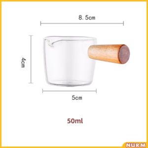 Nurm 100ml Thickened Glass with Wooden Handle Espresso Cup Mini Milk Cup Restaurant Barista Tool