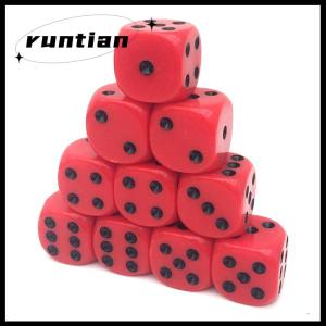 runtian 10 viên xúc xắc Acrylic xúc xắc trò chơi góc tròn màu đỏ đen 16mm Chất lượng cao