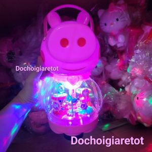 Lồng đèn heo Peppa động cơ trong suốt nhạc đèn cho bé yêu (ảnh thật)
