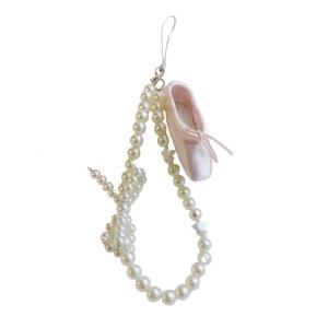 Fashionable Ballet Shoe Bag Charm Versatile Keychain Pendant with Delicate Pearls Details Home Fashion Accessory