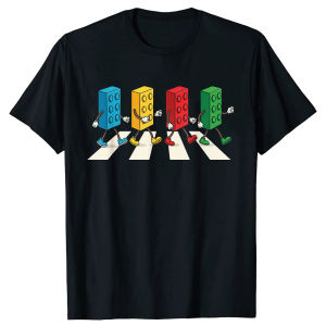 Funny Building Blocks Brick Builder Pure Cotton Streetwear T-Shirt Humor Tee Loose Fit Clothing for Men and Women Short Sleeve