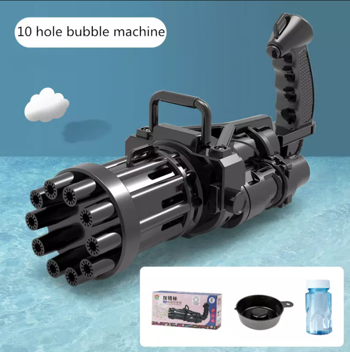 Electric Automatic Gatling Bubble Blower Gun Toy 8 Holes Electric Bubble Gun Machine For Outdoor Toy for Kids