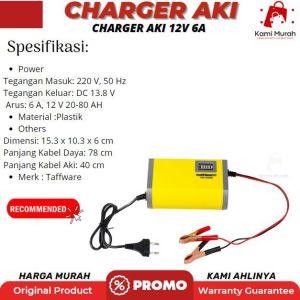 Charger aki /Cas aki motor mobil 6A/charger aki 12v6a Taffware