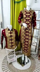 Baju Couple Songket Naga Bintang Maroon - Pakaian Wanita > Baju Couple & Family