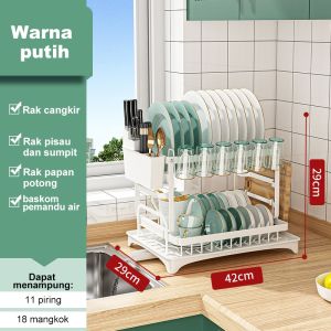 Kaman Mall Rak Peniris Piring Wastafel Stainless Steel Pengering Piring Untuk Dapur Serbaguna
