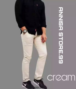 Celana Chino Panjang Pria Laki Laki Dewasa Abu Mocca Moka Hitam Cream Krem / Kain Bahan Cino Chinos Twill Cotton Strecht Katun Melar Slim Fit / Murah Promo / Cinos / Skinny / Pensil Pinsil Kantor Formal Santai Terbaru Tren 2021 / COD