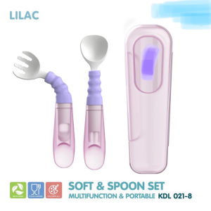 KANDILA FORK & SPOON SET / KDL 021-8 SENDOK GARPU ANAK ELASTIS / GARPU SENDOK MAKAN BAYI / SET ALAT MAKAN ANAK