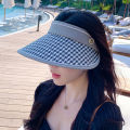 Women Straw Topi Visor Cap Summer Travel Beach Sun Protection UV Woman Sunscreen Leisure Big Brim Hat foldable. 