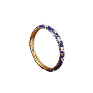 GENENIC Traditional Vintage Cloisonne Bangle Chinese Classic Womens Hand Bracelet Hawaiian Vintage Hollow Out Flower Bangle Girls