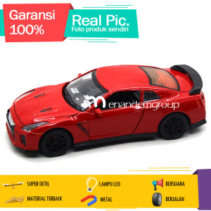 Diecast Miniatur Mainan Mobil Sedan Metal Nissan GTR R35 Buka Pintu LED Suara 1/32