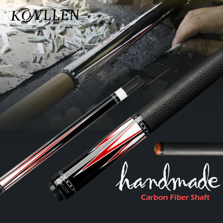 KONLLEN Billiard Cue Stick Carbon Fiber Shaft 13mm Tip Inlay Pool Cue