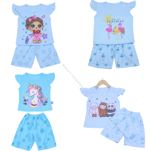 RUFFLE TEE Set Poo uk 0-7 Tahun / Setelan Bayi Balita Anak Perempuan Baju Tidur Baby Karakter Import Kios Balita Fawa