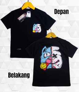PROMO kaos distro anak sablon plastisol depan belakang bahan lembut adem 30s