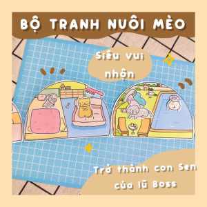 Bộ Tranh Đồ Chơi Giấy Cô Tiên Xanh Nuôi Chăm Sóc Mèo