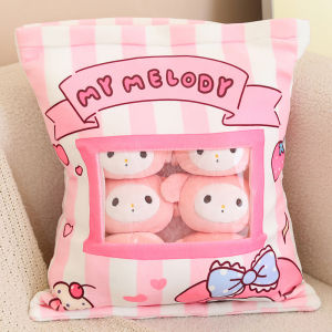 JOJO CASTLE Sanrio A Bag of Cinnamoroll Kuromi My Melody Pochacco Plush Toy Creative Japanese Style 6pcs Doll in a Bag Plushies Home Decor Gifts Girl Children