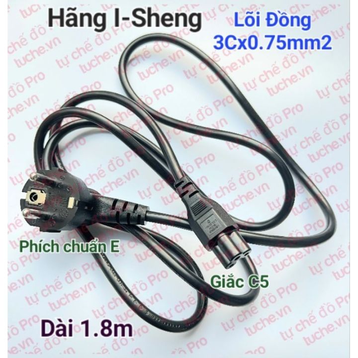 Dây nguồn AC hãng I-sheng/Honglin/Linetek, phích 2chân tròn, giắc nguồn ...