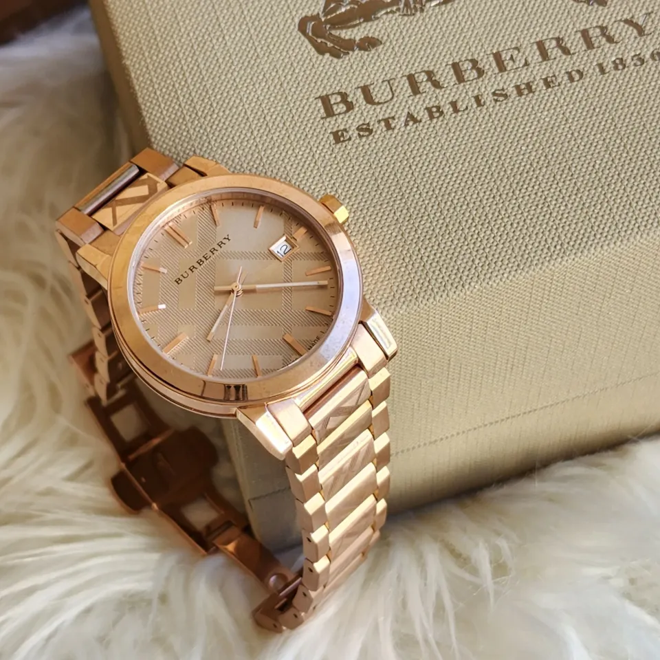 Original Burberry The City BU9039 Swiss Rare Engraved Rose Gold Date Dial 38mm Unisex Wrist Watch Lazada PH