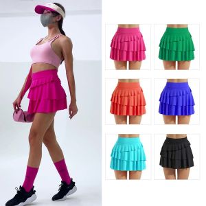 HAINDI กระเป๋า2ใบ กระโปรงเทนนิสจีบผู้หญิง การควบคุมหน้าท้อง เสื้อจับจีบ กระโปรงกีฬากอล์ฟ นุ่มนุ่มๆ กับกางเกงขาสั้น กระโปรงหลายชั้น Pickleball