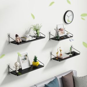 QUA Decorative Wall Mounted Shelf Nordic Style Space Saving Book Display Holder Simple Easy Installation Hanging Wall Storage Stand Living Room