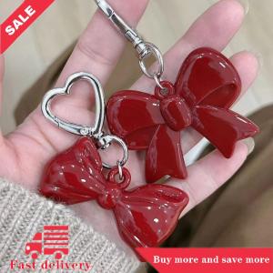 [COD] Simple Temperament Red Bowknot Heart Acrylic Keychain Pendant For Women Girls Versatile Backpack Decoration Accessories Gifts