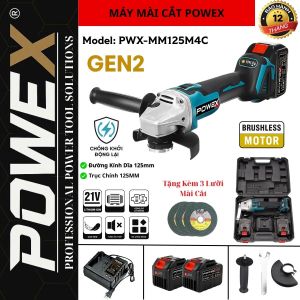 Máy mài góc POWEX PW-AG125XR-G3 – 125mm 4 mức chỉnh tốc độ mô-tơ không chổi than hiệu suất cao
