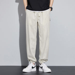 Mens high-end spring-summer pants best-selling trendy elastic waist jogger pants new stylish cropped casual pants for men