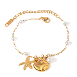 Practical Gold Starfish Shell Unique Statement Necklace Drop Earrings Pendant Bracelet Perfect for Fashion Women