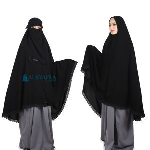 Set Khimar Syari Al Shams Niqab Poni Jetblack Alsyahra Exclusive
